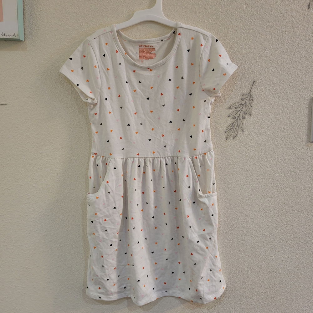 Cat & Jack White Dress with Heart Pattern Halloween SIZE M (8)
